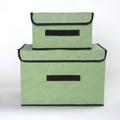 Duslogis Storage Bins with Lids Set of 2 Large & Small Foldable Storage Boxes with Lids Storage Baskets Storage Containers Organizers with for Toys Clothes and Books Green