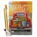 Breeze Decor BD-HA-HS-113077-IP-BO-D-US18-WA 28 x 40 in. Welcome Harvest Truck Fall & Autumn Impressions Decorative Vertical Double Sided House Flag Set with Pole Bracket Hardware