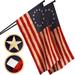 G128 2 Pack: Betsy Ross Tea-Stained Flag | 2x3 Ft | ToughWeave Pro Series Pole Sleeve Embroidered 420D Polyester | Historical Flag Embroidered Design High Quality NO Flagpole Included