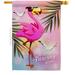 Summer Flamingo House Flag Birds 28 X40 Double-Sided Yard Banner