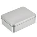 Uxcell Metal Tin Box 4.92 x 3.54 x 1.57 Empty Tinplate Storage Containers with Lids Silver Tone 6 Pack