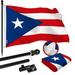 G128 Combo Pack: 5 Ft Tangle Free Spinning Flagpole (Black) & Puerto Rico Flag 2.5x4 Ft Embroidered 220GSM Spun Polyester Brass Grommets (Flag Included) Aluminum Flag Pole