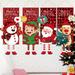 4Pcs Christmas Hanging Flag Door Ornaments Banners Fabric Porch Sign Snowman Santa Christmas Tree Design for Christmas Home Decorations