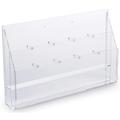 Clear Acrylic Countertop Literature Holder with Adjustable Pegs for Brochures or Magazines - Wall Mounting Optional - 23 w x 4 3/4 d x 13 3/4 h (NGDO10)