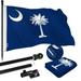 G128 Combo Pack: 5 Ft Tangle Free Spinning Flagpole (Black) & South Carolina Flag 2.5x4 Ft Embroidered 220GSM Spun Polyester Brass Grommets (Flag Included) Aluminum Flag Pole