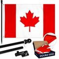 G128 - 5 Feet Tangle Free Spinning Flagpole (Black) Canada Flag Double Sided Brass Grommets Embroidered 2x3 ft (Flag Included) Aluminum Flag Pole