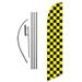 Black and Yellow Checkered Advertising Feather Banner Swooper Flag Sign with Flag Pole Kit and Ground Stake