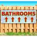 Bathrooms Up Arrow Red Caps 13 oz Vinyl Banner With Metal Grommets