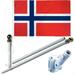 Norway 3 x 5 FT Flag Set w/ 6-Ft Spinning Flag Pole + Bracket (Tangle Free)