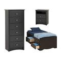 Home Square 3-Piece Set with Tall Twin Storage Chest and Tall Night Stand