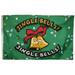 3x5 Jingle Bells! Jingle Bells! Green Holiday Christmas Poly 3 x5 Grommets (FI)