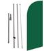 Dark Green Color Medium Size Feather Banner Swooper Flag Sigh with Flag Pole Kit and Ground Spike 8 feet Tall