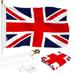 G128 - 6 Feet Tangle Free Spinning Flagpole (White) United Kingdom Brass Grommets Printed 3x5 ft (Flag Included) Aluminum Flag Pole