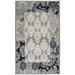 HomeRoots 486972 8 x 10 ft. Damask Power Loom Distressed Stain Resistant Rectangle Area Rug Black & Gray