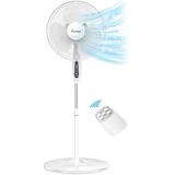 Ifanze Pedestal Fan 16 Adjustable Oscillating DC Standing Fan with Remote 3 Speeds Less Noise Cooling Fan White
