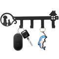 Austok Key Holder for Wall with 4 Hooks for Decoration Wall-mounted Keys Stand Punching Installation Key Hanger Hook Iron Key Holder for Entryway Front Door Garage