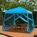 COOS BAY 10 x 10 Slant Leg Pop Up Canopy Tent w/ Mosquito Netting (Light Blue)