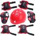 Adjustable Helmet for Ages 3-14 Kids Toddler Boys Girls Youth Protective Gear with Elbow Knee Wrist Pads for Skateboarding Bike Riding Scooter-Red