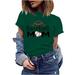 CZHJS Women s Short Sleeve Cute Tops for Mama Clearance Ladies Crewneck Summer Vintage Shirts Baseball MOM Funny Letter Printing Mother s Day Leisure Baseball Lover Tunic Green S