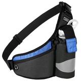 Coolmee Ajustable Running Waist Pack Hydration Belt with Water Bottle Holder Night Reflective Outdoor Sport Running Belt for Men Women with Large Pockets for Smartphones Blue