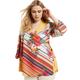 Plus Size Women's Faux-Wrap Kimono Top by June+Vie in Multi Tropical Stripe (Size 14/16)