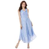 Plus Size Women's Sleeveless Burnout Gown by Roaman's in Pale Blue Burnout Blossom (Size 14 W)