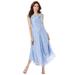 Plus Size Women's Sleeveless Burnout Gown by Roaman's in Pale Blue Burnout Blossom (Size 14 W)