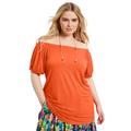 Plus Size Women's Puff Sleeve Off-The-Shoulder Top by June+Vie in Grenadine (Size 22/24)