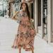 Free People Dresses | Free People Anita Ruffle Detail Printed Maxi Dress Size M | Color: Green/Pink | Size: M