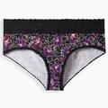 Torrid Intimates & Sleepwear | 3/$25 Torrid Black Floral Cotton Mid-Rise Cheeky Lace Trim Panty Sz 2 | Color: Black/Purple | Size: 2x