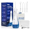 Water Flossers for Teeth Cordless, Seago Water Flosser Rechargeable Oral Irrigator Plaque Remover for Teeth with DIY Modes, 5 Jet Tips, IPX7 Waterproof Dental Water Jet Flosser for Travel&Home(White)