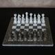 GSG Handmade Marble Luxurious Chess Set 15'', Beautifully Made Crystal Marble Chess Set Great For Home Decoration (Oceanic and White Marble Chess Set)