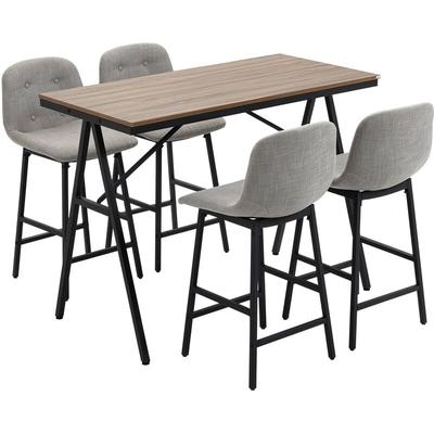 HOMCOM Bartisch mit Barhocker Set, 5-teilige Essgruppe, Küchentisch, Bistrotisch mit 4 Stühlen,