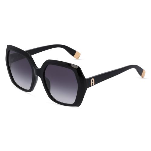 Furla SFU 620 Damen-Sonnenbrille Vollrand Eckig Acetat-Gestell, schwarz