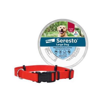 SecureAway Dog Flea Collar Protector, 18-26-in, Red + Seresto Flea & Tick Collar for Dogs, over 18-lbs, 1 Collar (8-mos. supply)