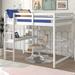 Full Loft Bed Modern Wood Bulit-in Ladder Kids' Beds with Desk and Shelves