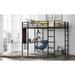 Full Size Metal Guardrails Loft Bed with Two Build-in Ladders and One Desk