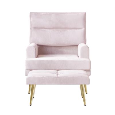 CraftPorch Modern Gold Legs Velvet Accent Chair with Ottoman