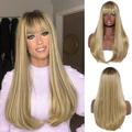 DOPI Human Hair Wigs For Women Black Color Natural Lace Hair Women s Fashion Wig Gold Synthetic Hair Long Wigs straight Wig