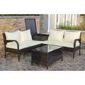 CoSoTower 4 Piece Patio Sectional Wicker Rattan Outdoor Furniture Sofa Set With Storage Box Brown