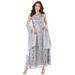 Plus Size Women's Embellished Gown With Shawl by Roaman's in Silver Shimmer (Size 14 W)