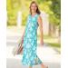 Appleseeds Women's Tropical Floral Boardwalk Knit Maxi Dress - Blue - 2X - Womens