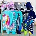 Serviette de plage pour enfants Poncho à capuche pour couvrir bébé Surf licorne requin costume