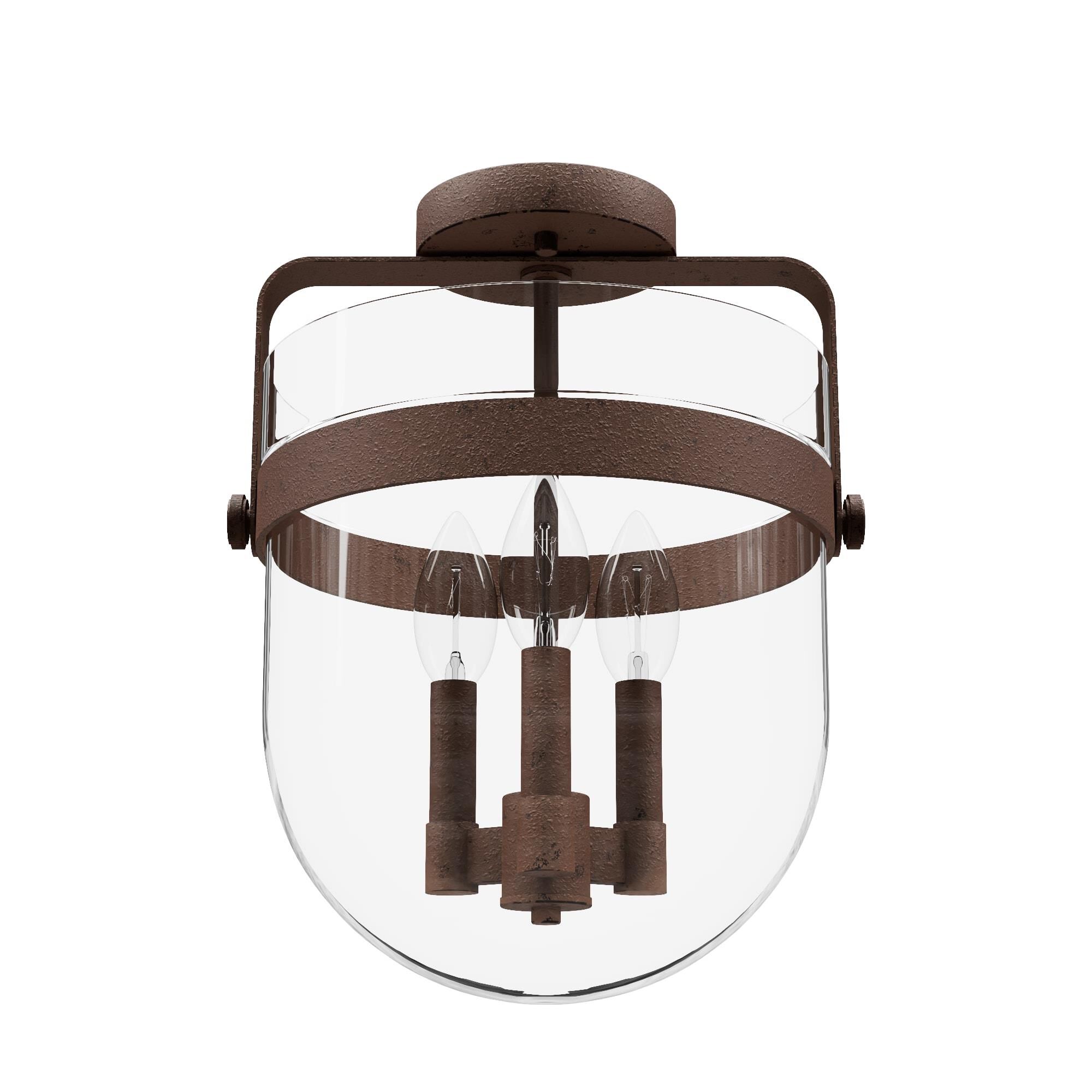 Hunter Fan Karloff 11 Inch 3 Light Semi Flush Mount - 19835
