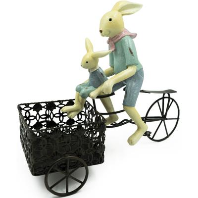 Osterhase NOOR LIVING "Osterdekoration Hase auf Fahrrad", bunt (blau, bunt, schwarz), B:11cm H:20cm T:23,5cm, Polyresin, Dekofiguren, Ostern Image