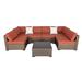 Kinbor Outdoor Patio Wicker Sectional Sofa Set w/cushions, Conversation Set with Coffee Table