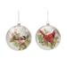 Set of 2 White and Red Christmas Silky Bird Disc Ornaments 5.5"