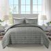 3 Piece Tufted Dot Comforter Set King Dark Grey