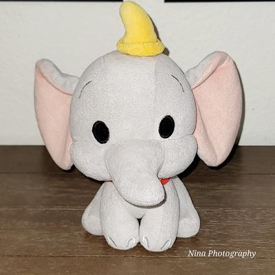 Disney Toys | Disney Parks Bobble Head Collection Dumbo Plush Cutie 9” Stuffed Animal Baby Toy | Color: Gray/Yellow | Size: Osbb