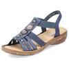 Riemchensandale RIEKER, Damen, Gr. 36, blau, Lederimitat, unifarben, elegant, Schuhe, Sommerschuh, Sandalette, Keilabsatz, mit Zierperlen besetzt, Topseller